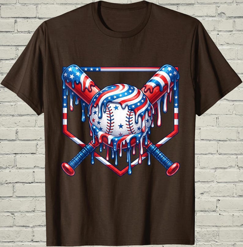 Boys Baseball Shirt, USA Flag Drip Style, Fourth Of July Gift For Son, Patriotic Kids Tee, Youth Summer Apparel, Toddler Sports Top image 15