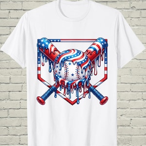 Boys Baseball Shirt, USA Flag Drip Style, Fourth Of July Gift For Son, Patriotic Kids Tee, Youth Summer Apparel, Toddler Sports Top image 17