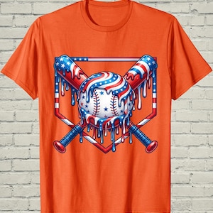 Boys Baseball Shirt, USA Flag Drip Style, Fourth Of July Gift For Son, Patriotic Kids Tee, Youth Summer Apparel, Toddler Sports Top image 4