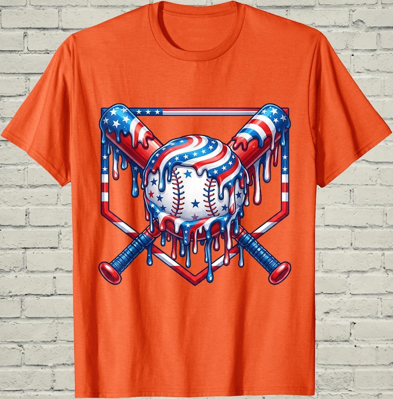 Boys Baseball Shirt, USA Flag Drip Style, Fourth Of July Gift For Son, Patriotic Kids Tee, Youth Summer Apparel, Toddler Sports Top image 4