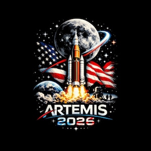 Artemis II 2026 Space Exploration PNG (Digital Download)
