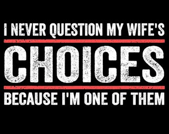 Diseño divertido de "Opciones de marido y mujer", frase sarcástica en formato PNG (descarga instantánea)