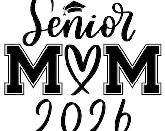 Senior Mom 2026 PNG, Stolze graduierte Herz Design (Digitaler Download)