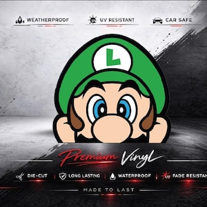 Adesivo in vinile fustellato Luigi, impermeabile e resistente ai raggi UV.