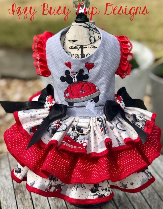 Minnie Mickey Embroidered Dog Dress