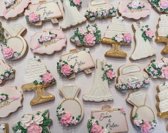 Hand-Decorated Wedding Sugar Cookies | Bridal Shower, Engagement Party Favors