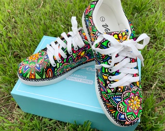 One of a kind hand painted sneakers size 7
