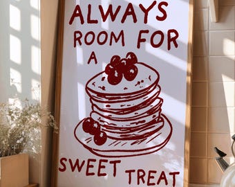Sweet Treat Print, Illustrated Kitchen Bar Poster, Funny Quote Wall Art