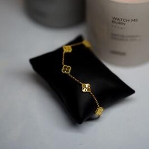 925 Sterling Silver, Gold Plated Van Cleef Model Women's Silver Bracelet, Women's Silver Gift Bracelet, Gold Plated Trend Women's Bracelet