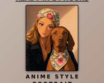 Custom Anime Portrait from Photo, Personalized Manga Style Digital Art, Anime Drawing Gift for Her, Birthday Gift, Digital Download