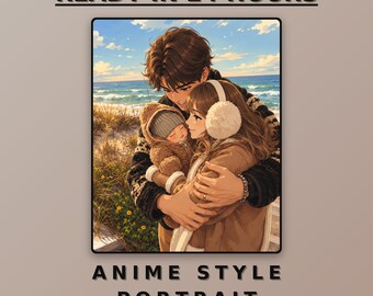 Personalized Family Portrait Anime Art, Photo to Manga Portrait, Custom Family Illustration, Anniversary Gift for Parents, Digital File