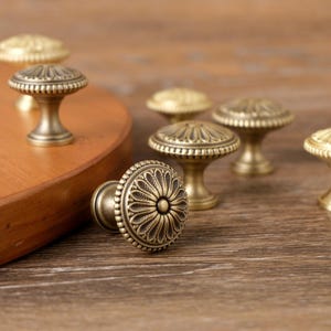Victorian Antique Brass Cabinet Knobs, Retro Decorative Dresser Hardware