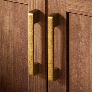 Tiradores minimalistas de latón envejecido para gabinetes, tiradores de latón retro para cajones, pomos dorados vintage para tocador, tiradores para cajones de cocina, herrajes para gabinetes.
