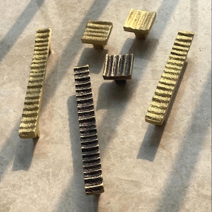 Sculptural Textured Brass Cabinet Knobs and Pulls, Solid Brass Furniture Hardware