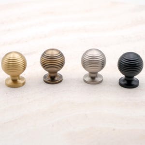Solid Brass Reeded Cabinet Knob | Art Deco Drawer Knobs | Nickel Dresser Knobs | Black Cabinet Knobs | Antique Gold Knobs | Cabinet Hardware
