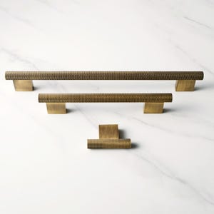 Aged Brass Knurled Handles | Antique Gold Kitchen Pulls | Kitchen Drawer Pulls | Brass Cabinet Pulls | Door Pulls | Kitchen Cabinet Hardware