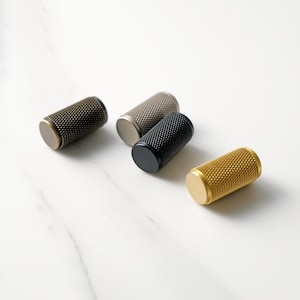 Solid Brass Button Knobs | Knurled Brass Cabinet Knobs | Black And Gold Drawer Knobs | Modern Kitchen Cabinet Knobs | Cabinet Hardware