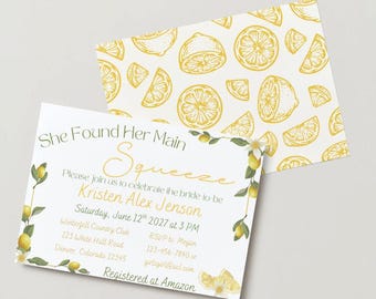 Bridal Shower Invitation- She Found Her Main Squeeze- DIGITAL DOWNLOAD