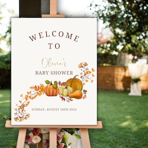 A Little Pumpkin is On The Way Welcome Sign Pumpkin Girl Baby Shower Fall Baby Shower Sign Template Pumpkin Welcome Sign Pretty Autumn