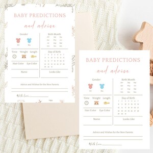 Baby Shower Predictions and Advice Game Card Baby Shower Games Wishes for Parents to be Baby Predictions and Advice Editable Canva Template