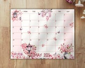 May 2026 Calendar Printable Cherry Blossom May Calendar Floral Design May 2026 Planner Page May Schedule Printable
