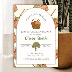 Apple of our Eye Fall Baby Shower Invitation Apple Baby Shower Invite Cozy Autumn Baby Shower Invite Apple Baby Shower Invitation Template