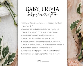 Minimalist Baby Shower Trivia Game: Gender Neutral Printable