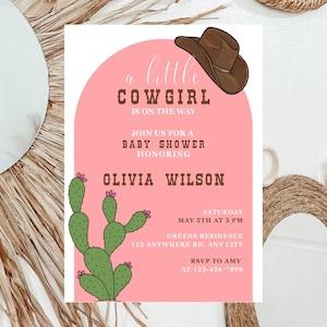 Cowboy Baby Shower Invitation A Little Cowgirl Is On The Way Wild West Baby Shower Invitation Rodeo Girl Baby Shower Editable Template