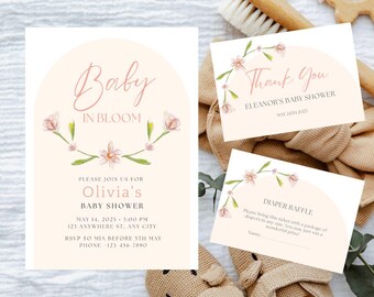Baby in Bloom Invitation Set: Wildflower Baby Shower Bundle (Digital Download