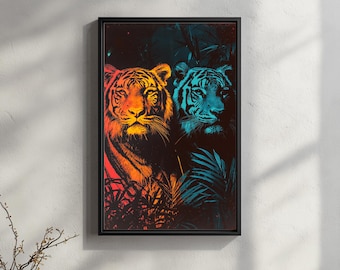 41 Andy Warhol Fierce Tiger Portrait Vivid Orange And Black Stripes Powerful Wildlife Pop Art Iconic Animal Poster Decor