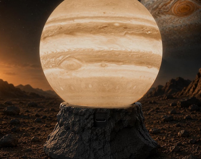 Jupiter Lamp, Jupiter Night Light, Planet Lamp, NASA Inspired Decor, Astronomy Gift, Space Lover Gift, 3D Printed Jupiter Globe Lamp