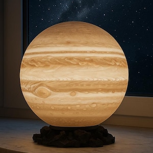 Jupiter Lamp 3D Printed Lamp | Night Light Space Room Decor | Galaxy Lamp Gift for Kids Adults | Unique Lamp | Science Gift | Moon Lamp
