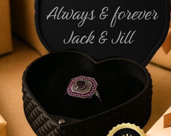 Black Heart Ring Box for Gothic Proposal | Unique Alternative Wedding Engagement Box | Personalized Moody Romance Jewelry Case for Her