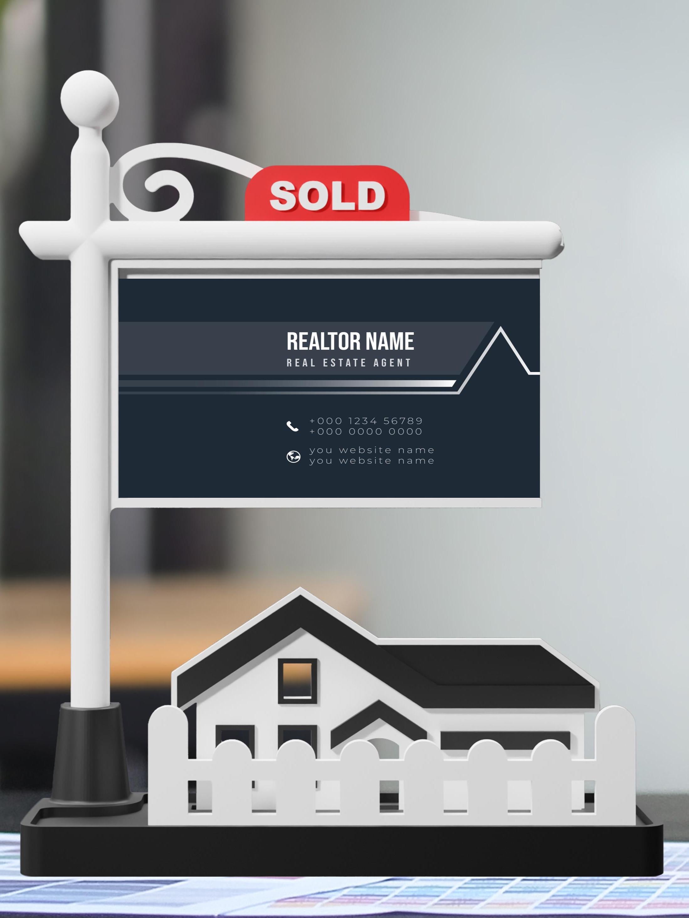 Realtor Sign Storage Custom SOLD Sign Business Card Holder Personalized Realtor Gift Real ...
