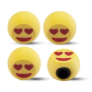Heart Eyes Emoji Tire Valve Cap 3D Printed Love Face Air Stem Cover Cute Car Accessory Gift Fun Decor for Wheels Bikes Air Tight Seal O Ring