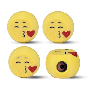 Heart Kiss Emoji Tire Valve Caps – Cute Flirty Car Accessory | Custom Valve Stem Covers for Cars, Bikes Gift for Her Air Tight Seal O Ring