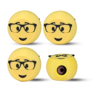 Nerd Emoji Tire Valve Caps – Geeky Fun Car Accessory | Smart Emoji Valve Stem Covers for Cars, Bikes Unique Gifts Air Tight Seal O Ring
