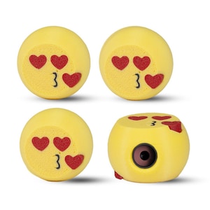 Custom Emoji Tire Valve Caps – Cute Heart Eyes Car Accessory | Funny Valve Stem Covers for Women | Kawaii Car Gift Air Tight Seal O Ring