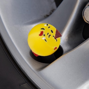 Party Emoji Tire Valve Caps – Celebration-Inspired Car Accessory | Fun Festive Valve Stem Covers for Cars, Bikes Gifts Air Tight Seal O Ring