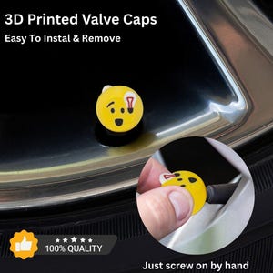 Lightbulb Idea Emoji Tire Valve Caps – Creative Fun Car Accessory | Unique Valve Stem Covers for Cars, Bikes Gift Pack Air Tight Seal O Ring