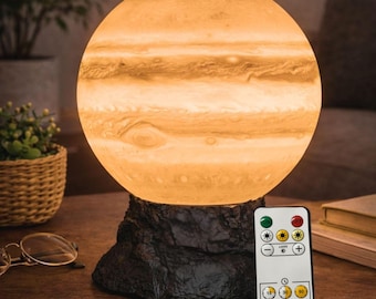 Jupiter Planet Lamp - 3D Printed Night Light for Kids & Adults - Space Themed Room Decor - Science Gift for Astronomy Lovers