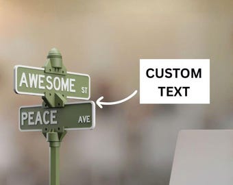 Custom Street Sign Desk Decor - Personalized Name Plate for Office - Funny Man Cave Gift - 3D Printed Mini Sign for Desk or Bookshelf