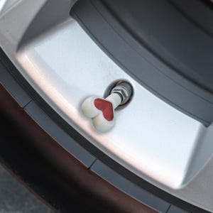 Heart Shape Tire Valve Cap, 3D Printed Valve Stem Cover, Car Accessory for Wedding Car, Motorcycle, Bike, Cute Ideas, Air Tight Seal O Ring