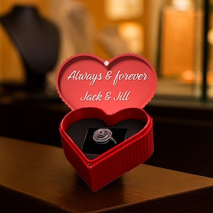 Custom Ring Box | Premium Red Heart Ring Box | Personalized Proposal Box | Custom Ring Holder For Proposal, Wedding, Engagement, Anniversary
