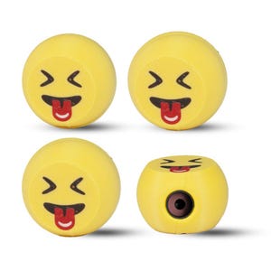 Silly Tongue Out Emoji Tire Valve Caps – Fun Playful Car Accessory | Quirky Valve Stem Covers for Cars, Bikes Scooters Air Tight Seal O Ring