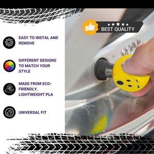 Surprised Face Emoji Tire Valve Caps – Funny Unique Car Accessory | Custom Valve Stem Covers for Cars, Bikes, Scooters Air Tight Seal O Ring