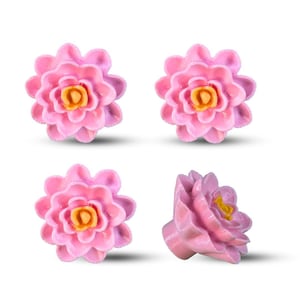 Lotus Flower Tire Valve Cap, 3D Printed Floral Stem Cover for Car and Bike, Red White Pink, Perfect for Wedding Decor, Air Tight Seal O Ring