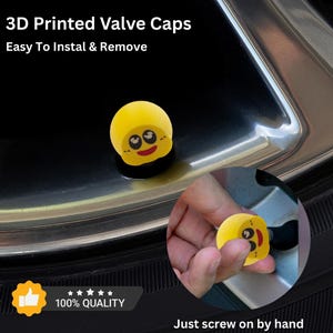 Adorable Face Emoji Tire Valve Caps – Cute & Wholesome Car Accessory | Custom Valve Stem Covers for Cars, Bikes, Gifts Air Tight Seal O Ring