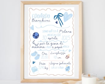 Digital BABY Birth Announcement whatsapp - Birth card - boy, girl, pink or blue, baby, newborn, Birth