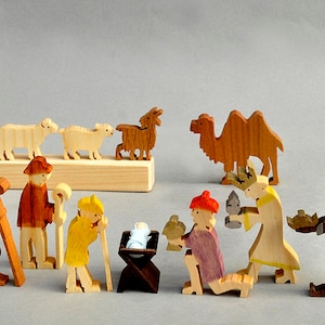 The Christmas Story Unique Nativity Set Wooden Nativity Scene Wood Creche Manger Barn Waldorf Holiday Christmas Gift Made in America Folkart image 4